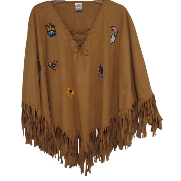 Spirit Adult Free Spirit Babe hippie Halloween costume poncho only - Picture 3 of 14